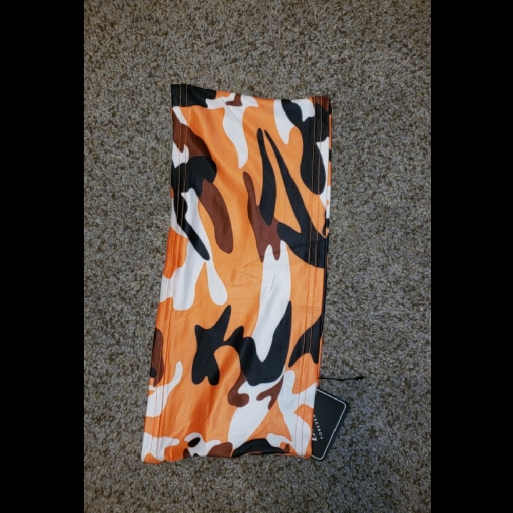 Orange Camo Bandeau Top